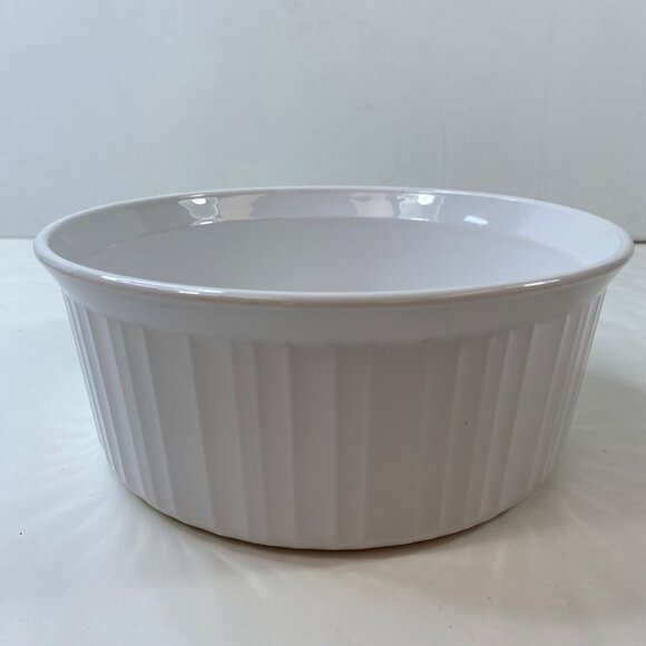 Corning Ware French White 2.5 L Round Casserole Dish Glass Lid Vintage - Picture 2 of 11